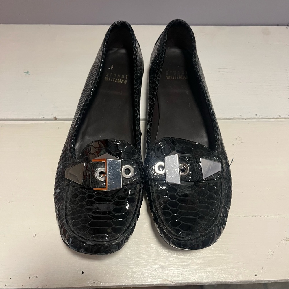 Stuart Weitzman Loafers Black Python With Buckles - image 3